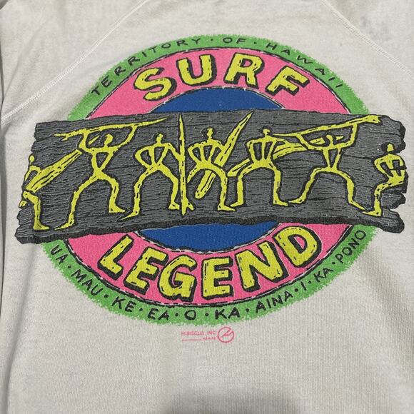 Vintage Territory of Hawaii Surf Legend Crewneck Sweatshirt 80s - Picture 5 of 7